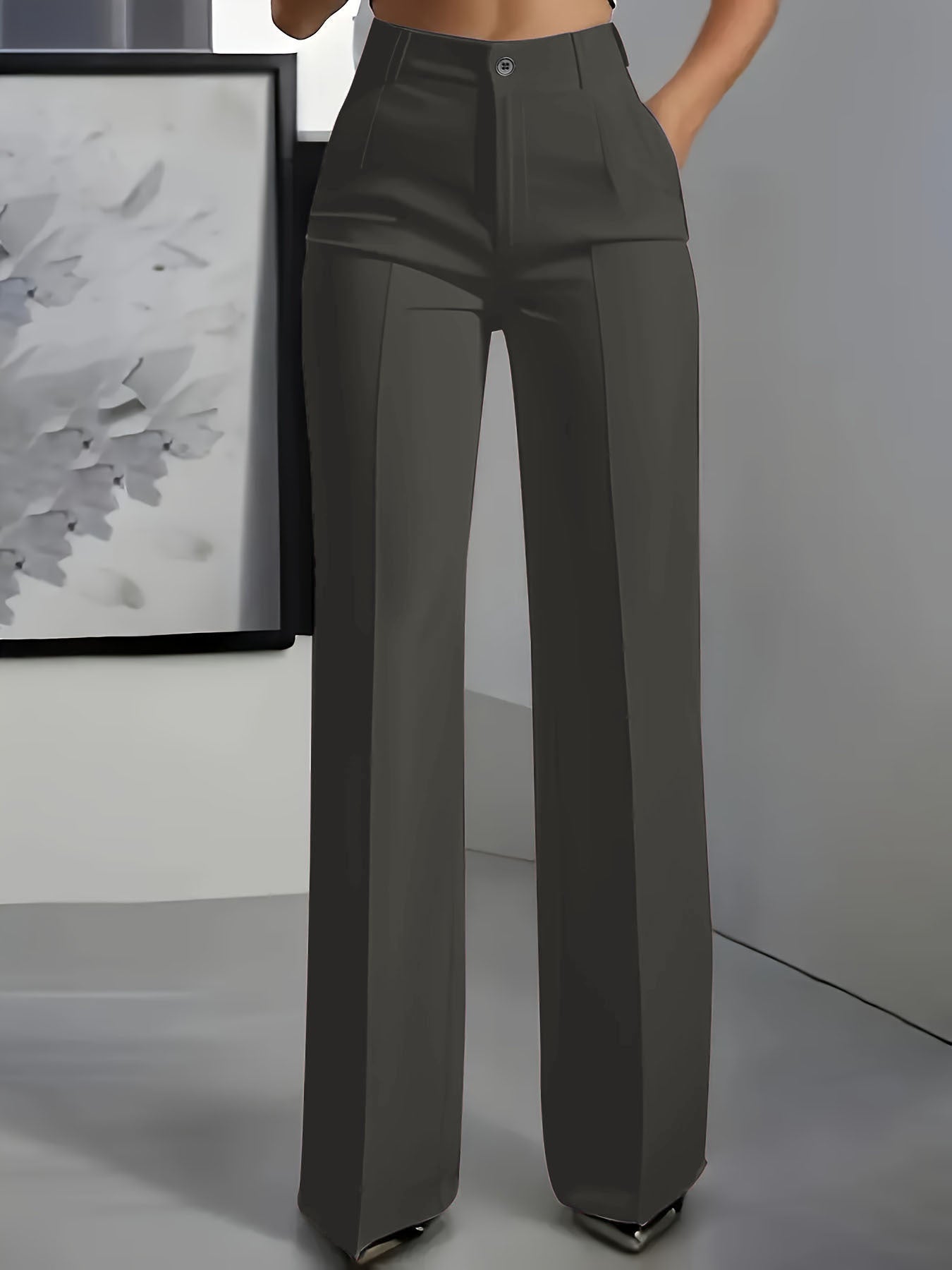 Women's High-Waist Straight-Leg Trousers — Elastic Waist Fit 3