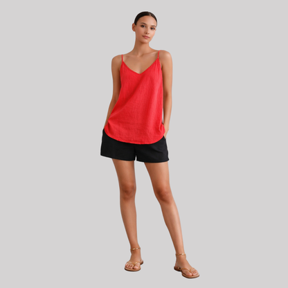 Linen Spring Top | Women's Tank Top with Spaghetti Straps | Relaxed Fit for Effortless Style