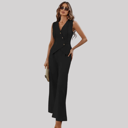 Rovena | Women's Outfit Set with Tailored Vest & Wide Leg Trousers | Elegant Styling for Versatile Looks