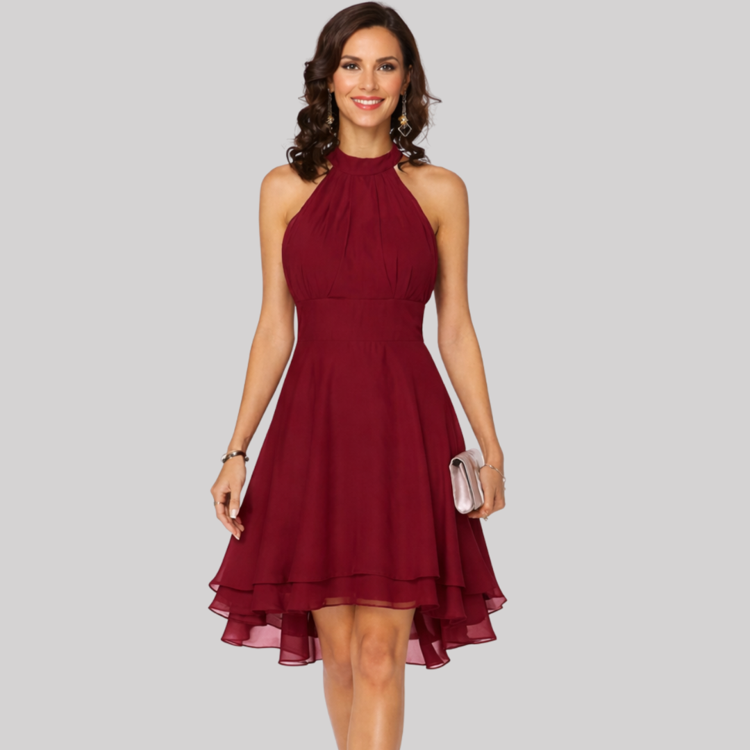 Elegant Collection | Women's Dress with Ruffle Hem & Halter Neck | Perfect for Summer Cocktails