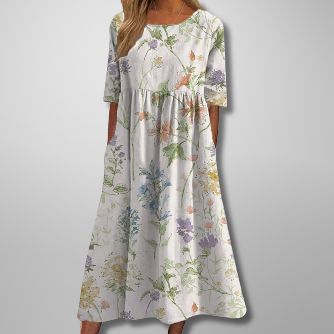 Embroidered Relaxed Floral Midi Dress for Women 4