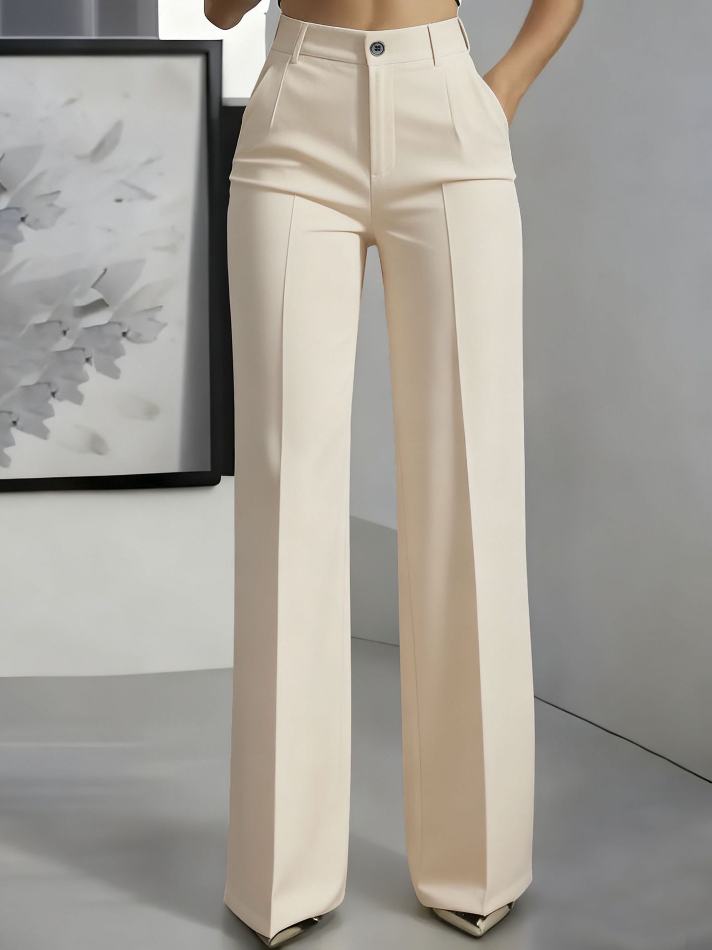Women's High-Waist Straight-Leg Trousers — Elastic Waist Fit 5