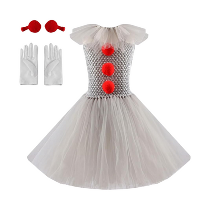 Girls Clown Tutu Dress — Kids Halloween Costume Set 3
