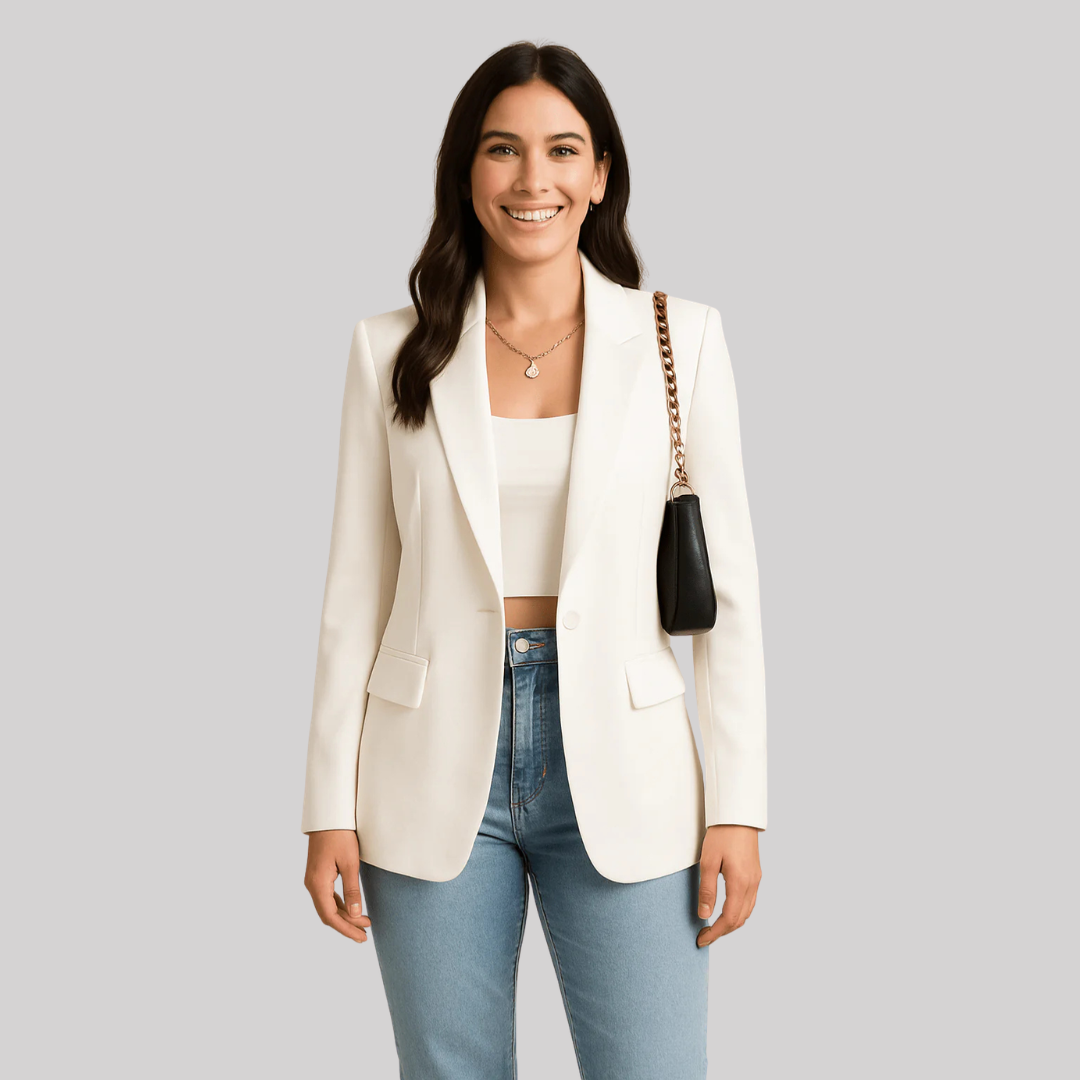 Sophia Collection | Women's Black Blazer with Tailored Fit & Single Button Closure | Elegant Styling for Every Occasion