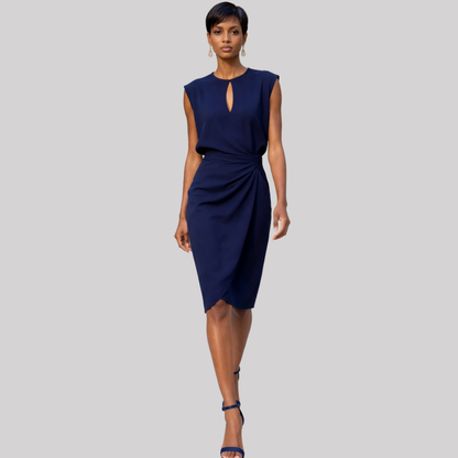 Elegant Midi Dress | Women's Dress with Ruched Wrap Design | Versatile Style for Any Occasion