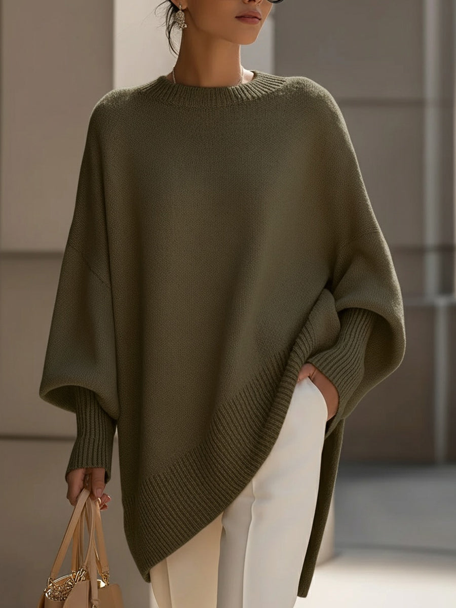 Oversized Wool Blend Knit Sweater — Women's Drop Shoulder Top 11