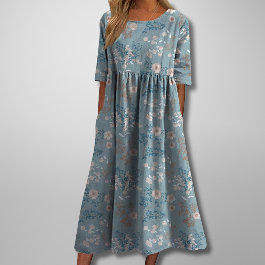 Embroidered Relaxed Floral Midi Dress for Women 5