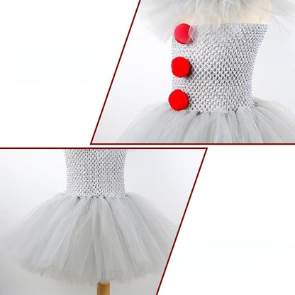 Girls Clown Tutu Dress — Kids Halloween Costume Set 6