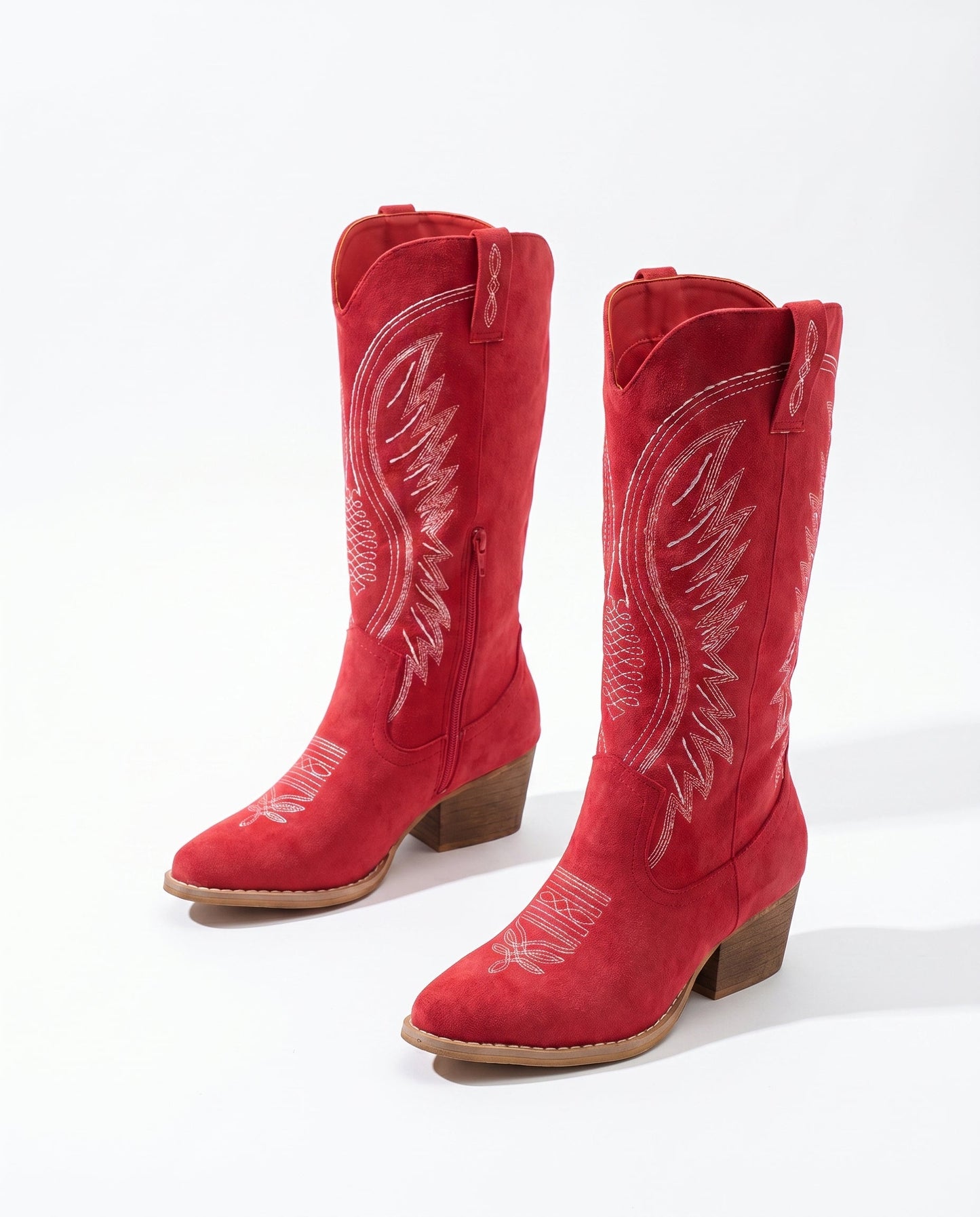 Women's Embroidered Suede Cowboy Boots — Knee-High Western Style 14