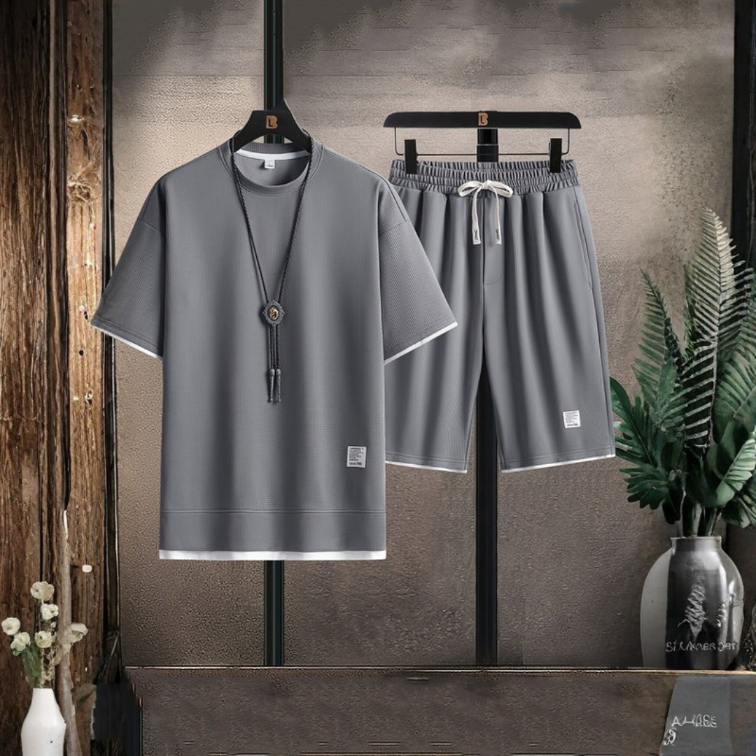 Lounge Comfort | Men's Waffle Knit Lounge Set with Relaxed Fit | Breathable Fabric for Casual Comfort