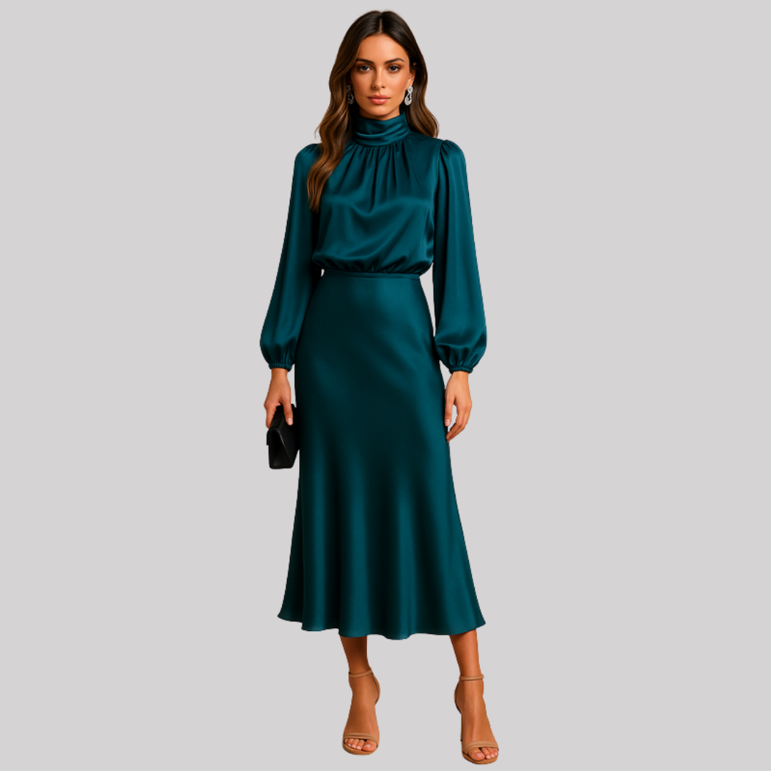 Elegant Collection | Women's Midi Dress with High Waist Design | Timeless Style for Effortless Sophistication