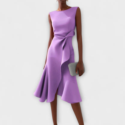 Sheila™ Draped Asymmetric Midi Dress — Sleeveless Elegant Fit 5