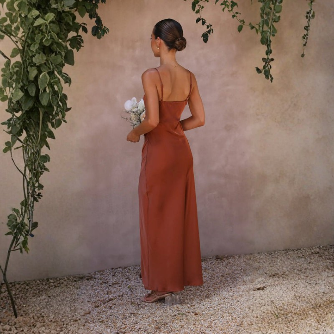 Elegant Collection | Women's Slip Dress with Side Slit | Silk-Like Fabric for Chic Evening Wear