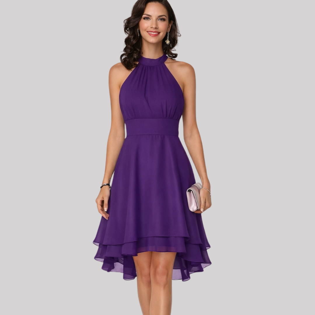 Elegant Collection | Women's Dress with Ruffle Hem & Halter Neck | Perfect for Summer Cocktails