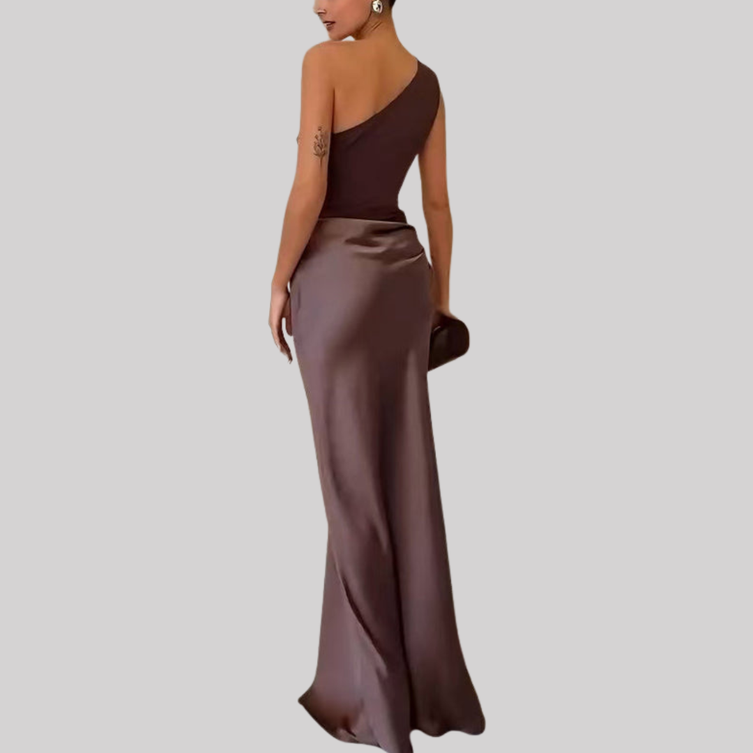 Elegant One Shoulder Maxi Dress with Pleated Design | Timeless Long Dress for Women