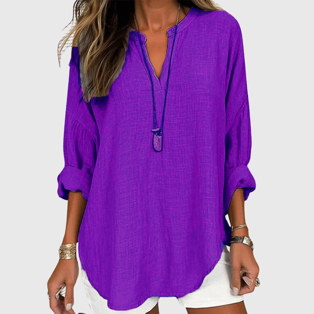 Flowy Elegant Beach Shirt for Women — Long Sleeve Relaxed Fit 6