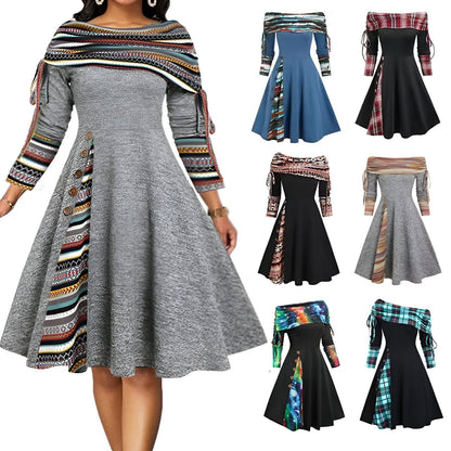 Women's Off-Shoulder Midi Dress — Flowy Fall & Winter Style 3