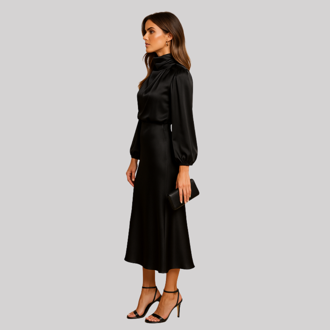 Elegant Collection | Women's Midi Dress with High Waist Design | Timeless Style for Effortless Sophistication