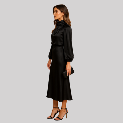 Elegant Collection | Women's Midi Dress with High Waist Design | Timeless Style for Effortless Sophistication