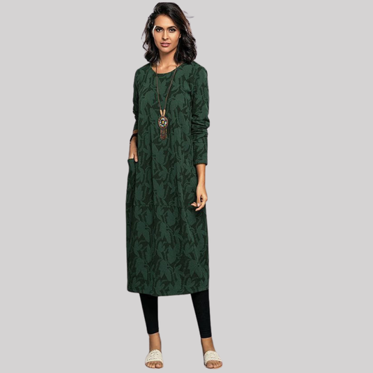 Chic Floral Midi Dress | Soft Cotton Blend with Pockets for Effortless Style