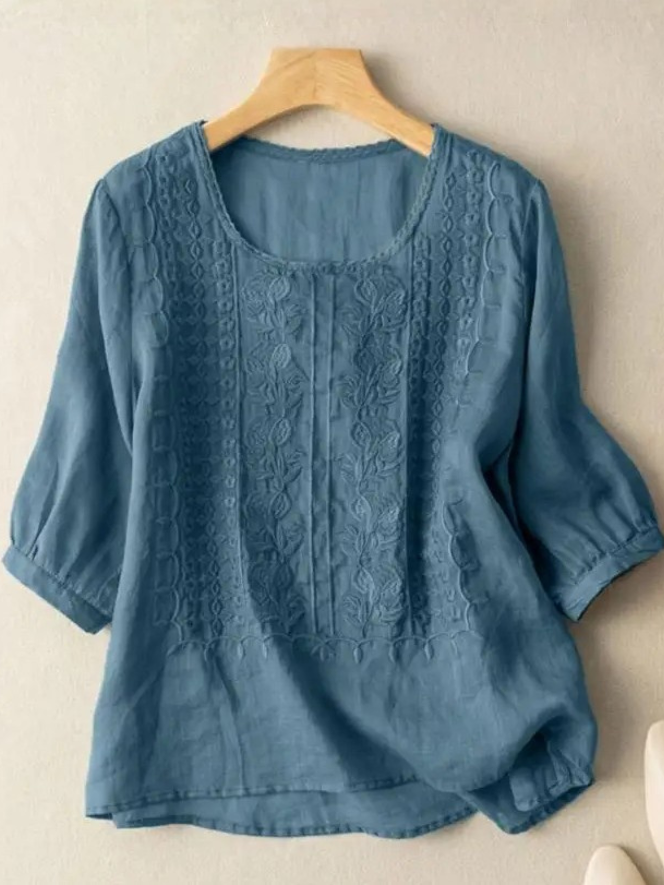 Women's Relaxed Fit Blouse with Embroidered Front Panel 2