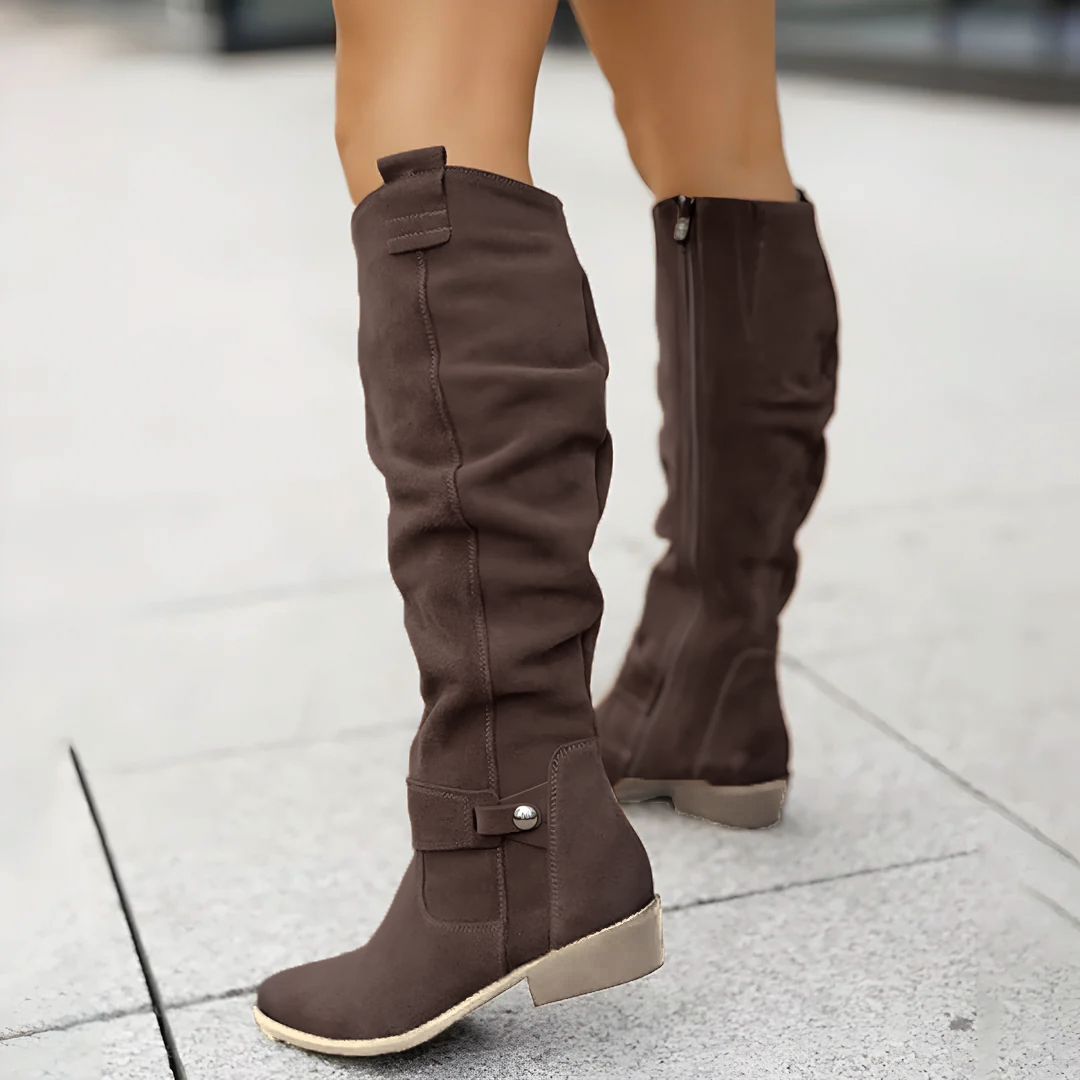 Sadie Collection | Brown Knee High Boots with All-Day Cushioning | Stylish Footwear for Women