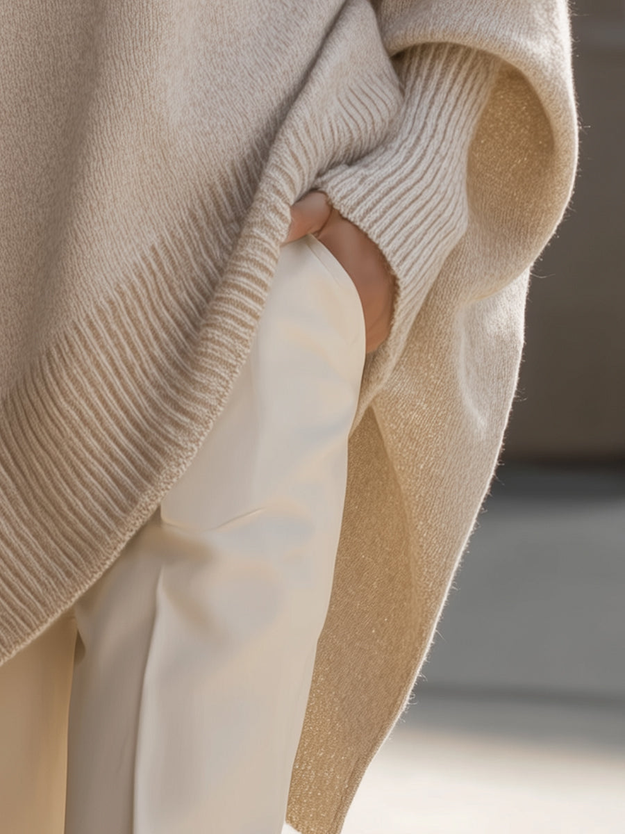 Oversized Wool Blend Knit Sweater — Women's Drop Shoulder Top 5
