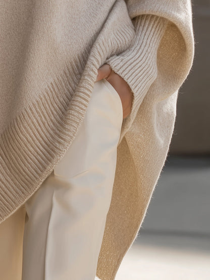 Oversized Wool Blend Knit Sweater — Women's Drop Shoulder Top 5
