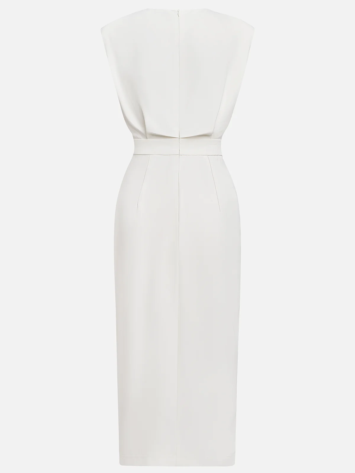Effortless Charm Midi Dress — Round Neckline & Button Slit Detail 13