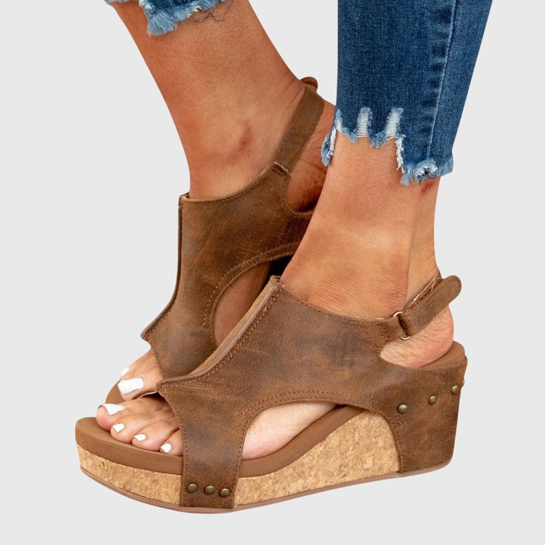 Adela Orthopedic Sandals — Cushioned Wedge with Adjustable Buckle 11