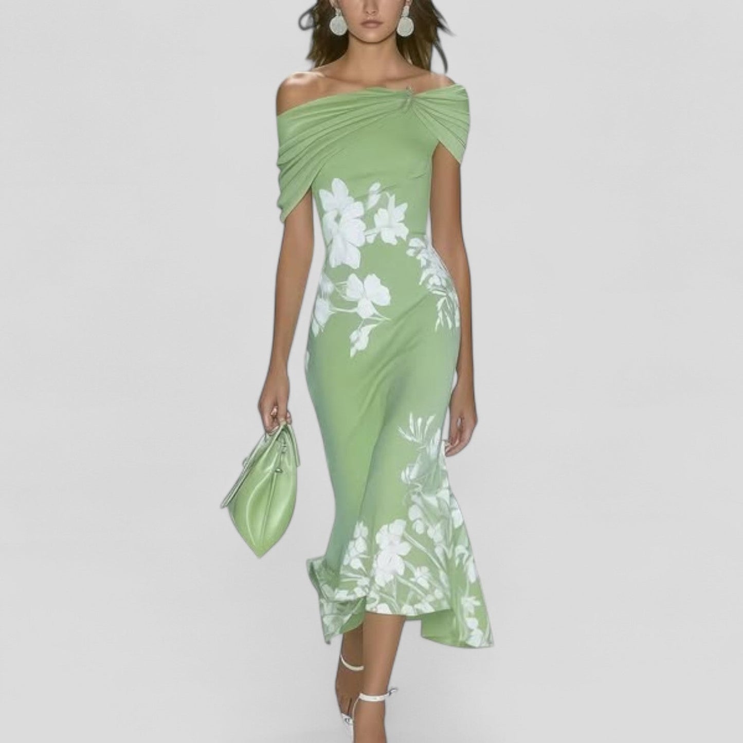 Elegant Midi Dress with Statement Print & Relaxed Silhouette 1