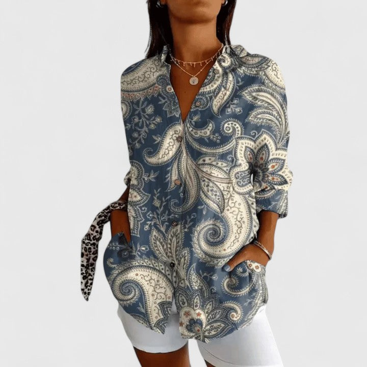 Adele Collection | Women's Floral Button-Up Blouse with Lightweight Comfort | Versatile Style for Everyday Elegance