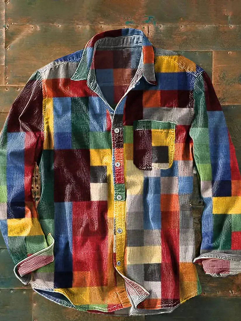 Adrian | Men's Shirt with Colorful Plaid Pattern | Structured Fit for Versatile Everyday Style