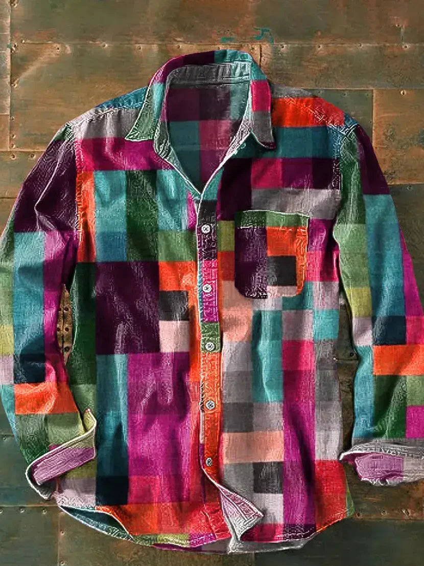 Adrian | Men's Shirt with Colorful Plaid Pattern | Structured Fit for Versatile Everyday Style