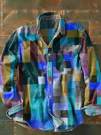 Adrian | Men's Shirt with Colorful Plaid Pattern | Structured Fit for Versatile Everyday Style