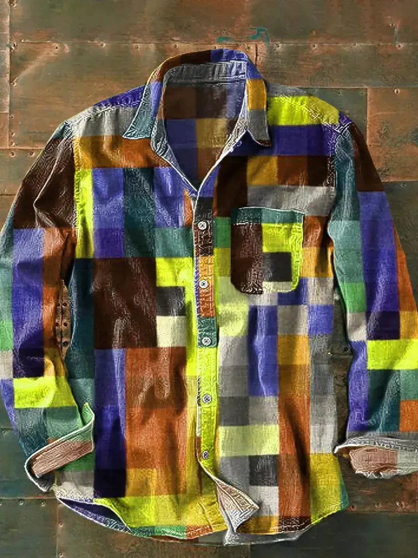 Adrian | Men's Shirt with Colorful Plaid Pattern | Structured Fit for Versatile Everyday Style