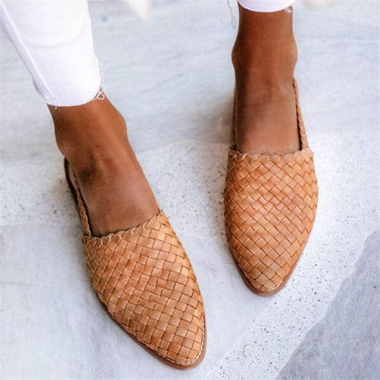 Artisan Collection | Women's Leather Moccasins with Braided Detail | Adjustable Ankle Strap for Comfort and Style