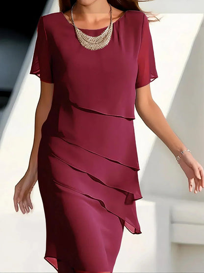 Aurelia | Women's Summer Dress with Tiered Ruffles & Lightweight Chiffon | Elegant Midi for Any Occasion