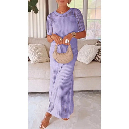 Bethany Collection | Women's Dress Maxi Set with Lightweight Crochet Fabric | Effortless Summer Style for Any Occasion