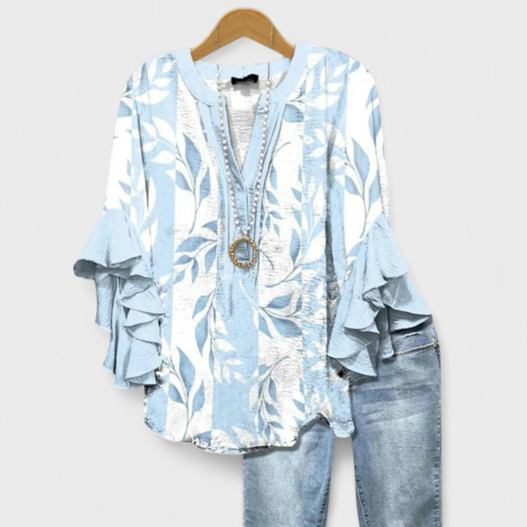 Bloom London | Women's Blouse with Floral Print & Ruffled Sleeves | Effortless Style for Everyday Elegance