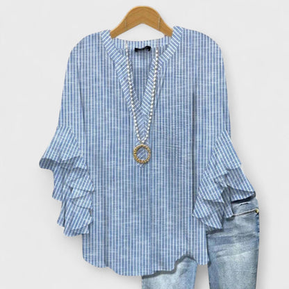 Bloom London | Women's Blouse with Floral Print & Ruffled Sleeves | Effortless Style for Everyday Elegance