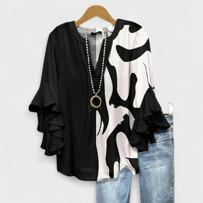 Bloom London | Women's Blouse with Floral Print & Ruffled Sleeves | Effortless Style for Everyday Elegance
