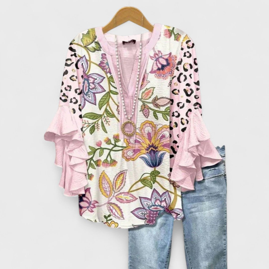Bloom London | Women's Blouse with Floral Print & Ruffled Sleeves | Effortless Style for Everyday Elegance