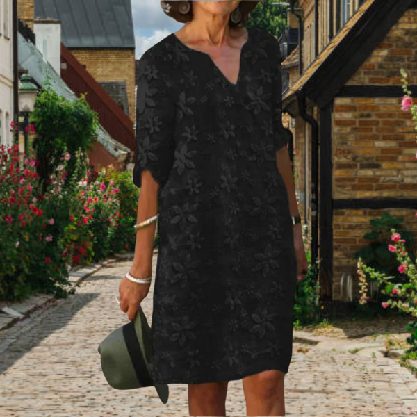 Blossom Collection | Women's Floral Midi Dress with Pockets | Elegant Shift Dress for Effortless Summer Style