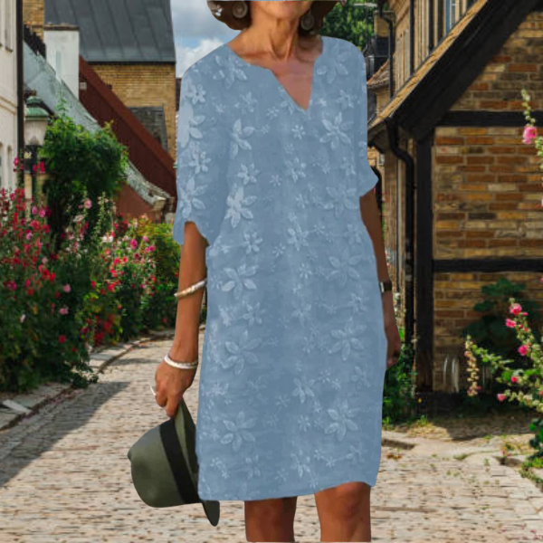 Blossom Collection | Women's Floral Midi Dress with Pockets | Elegant Shift Dress for Effortless Summer Style