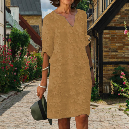 Blossom Collection | Women's Floral Midi Dress with Pockets | Elegant Shift Dress for Effortless Summer Style