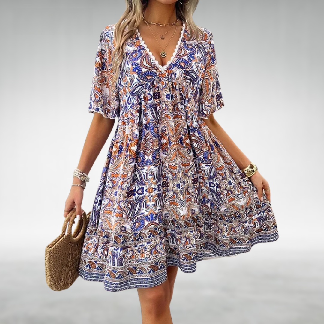 Boho Chic | Women's Dress with Vibrant Paisley Print | Effortless Summer Style for Warm Days