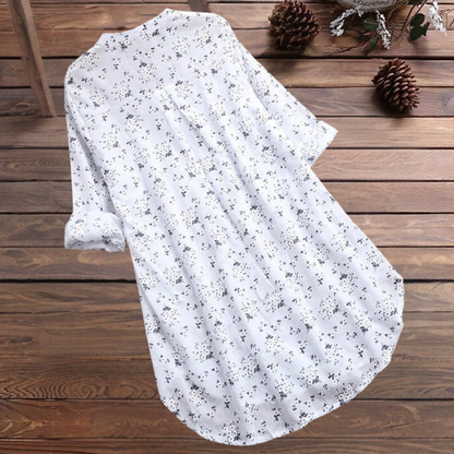 Caterina | Women's Long Sleeve Blouse with Floral Print & Stand Collar | Elegant Style for Versatile Outfits