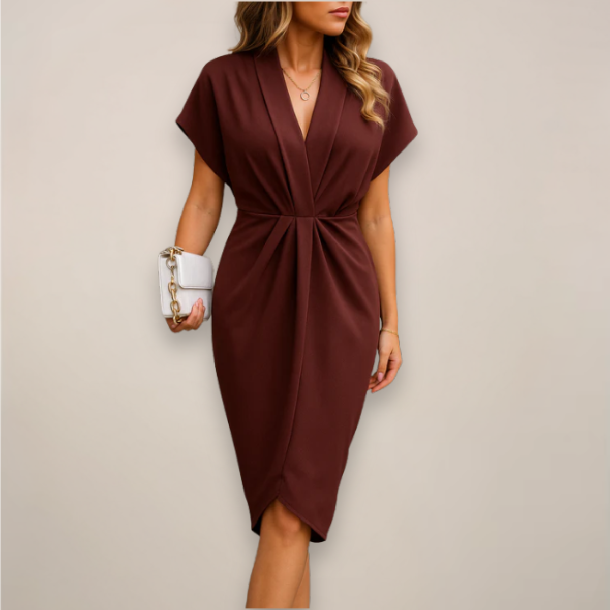 Charlotte | Women's Dress with Flattering Wrap Silhouette | Elegant Summer Midi for Wedding Guests