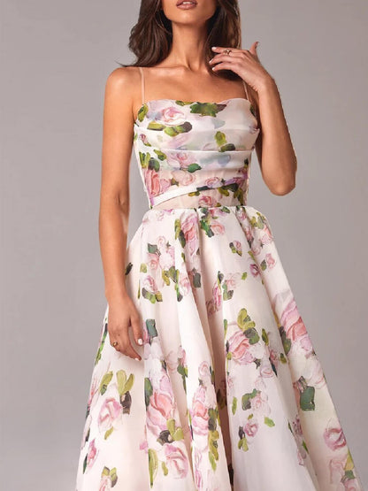 Charming Midi Dress | Women's Dress with Unique Print & V-Neck Design | Effortless Style for Any Occasion
